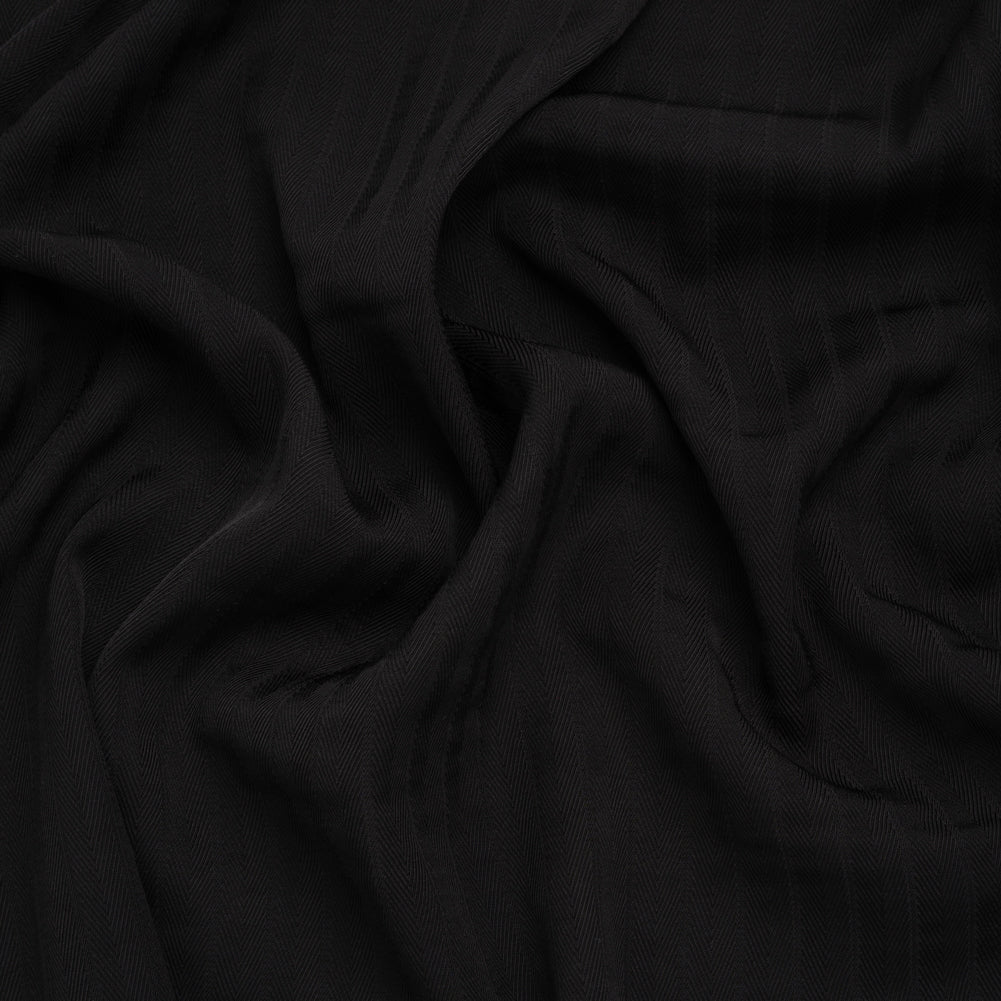Fluid Rayon Twill - Black Herringbone Stripes - Famous Australian Designer Deadstock - Joann Fabrics