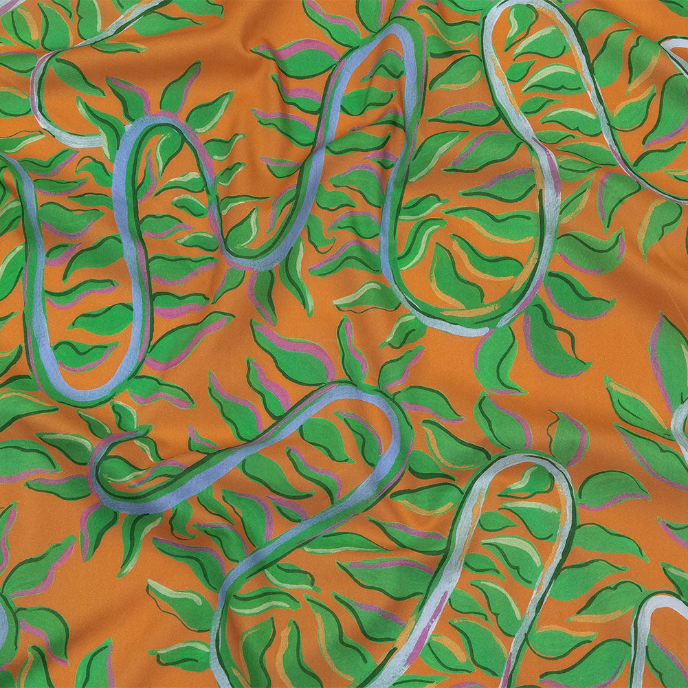 Cotton Voile - Orange and Green Foliage - Looking Vine Print - Mood Exclusive Citrus Collection - Joann Fabrics