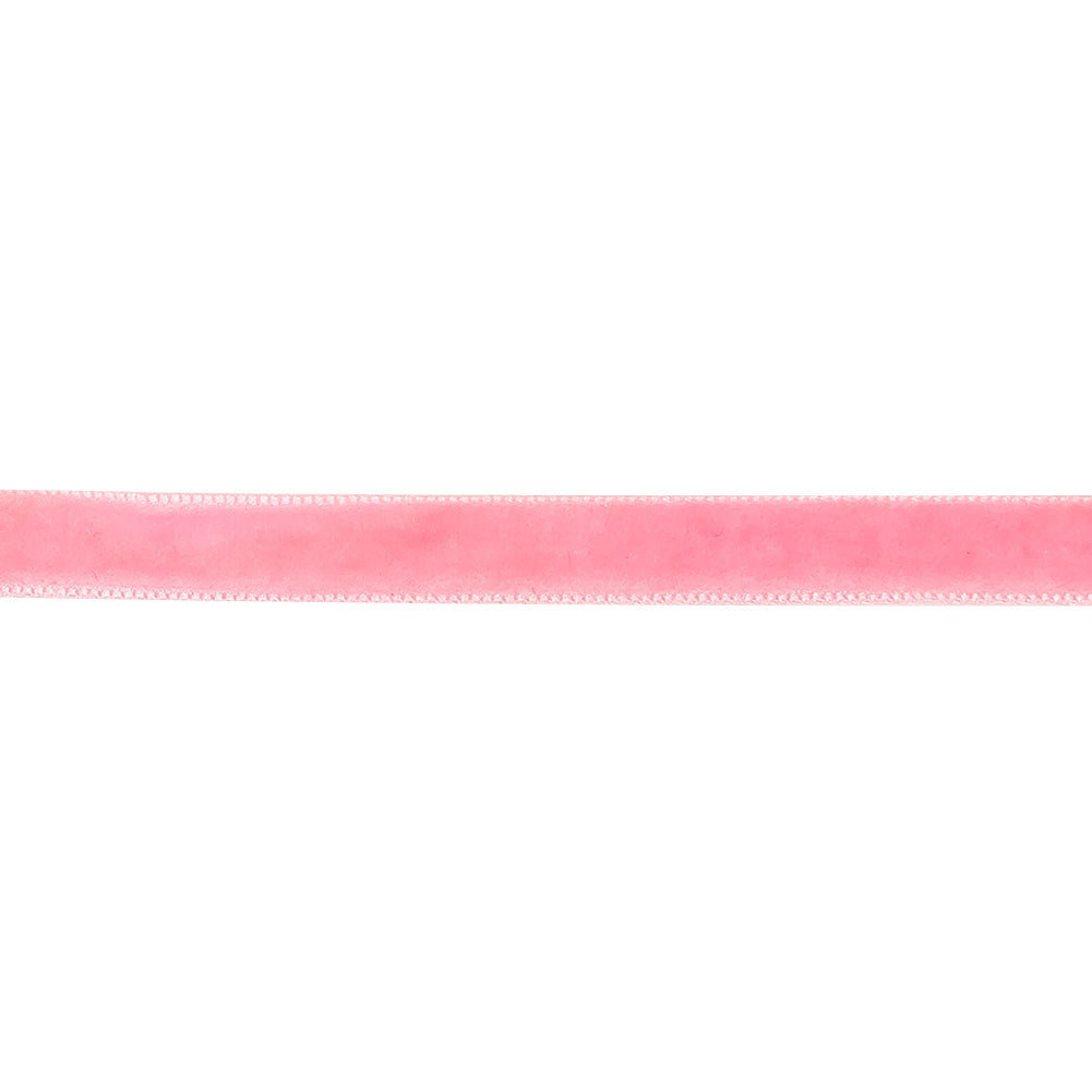 Flamingo Pink Single Face Velvet Ribbon - 0.3125