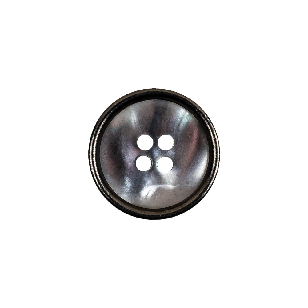 Italian Iridescent Gray 4 Hole Button with Gunmetal Rim - 28L/18mm - Joann Fabrics