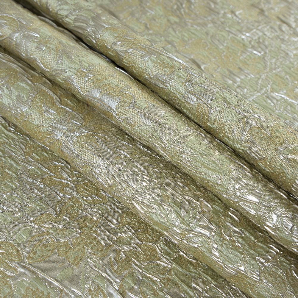 Khaki, Pista Green and Silver Abstract Floral Metallic Brocade/Jacquard - Joann Fabrics