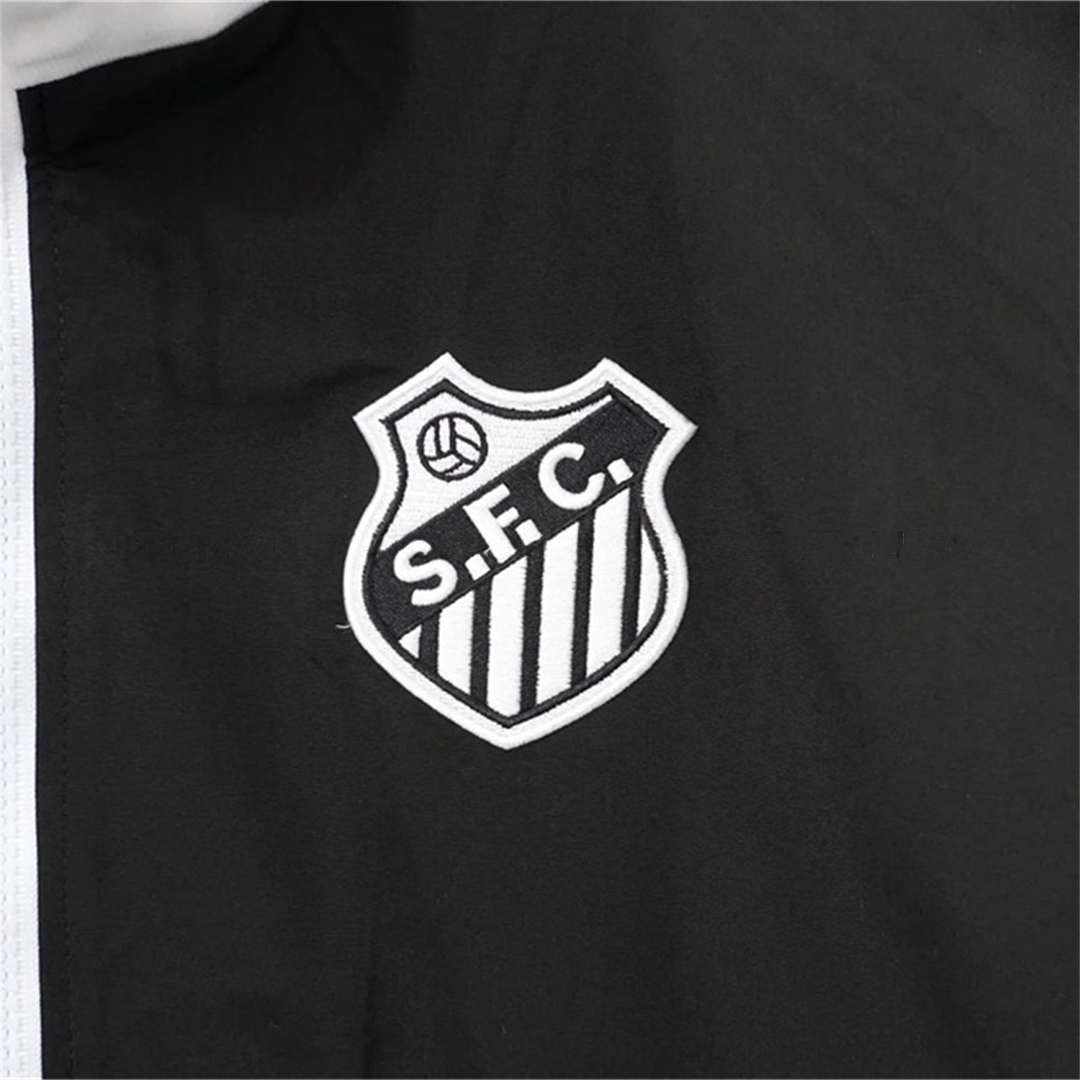 Santos 26-27 Black With White Edges Windbreaker Jacket - UnitedFutballJersey