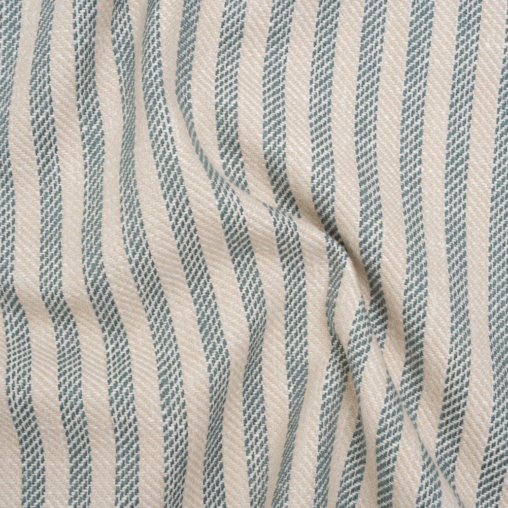 Polyester and Cotton Herringbone Twill - Teal Stripes - British Imported - Joann Fabrics