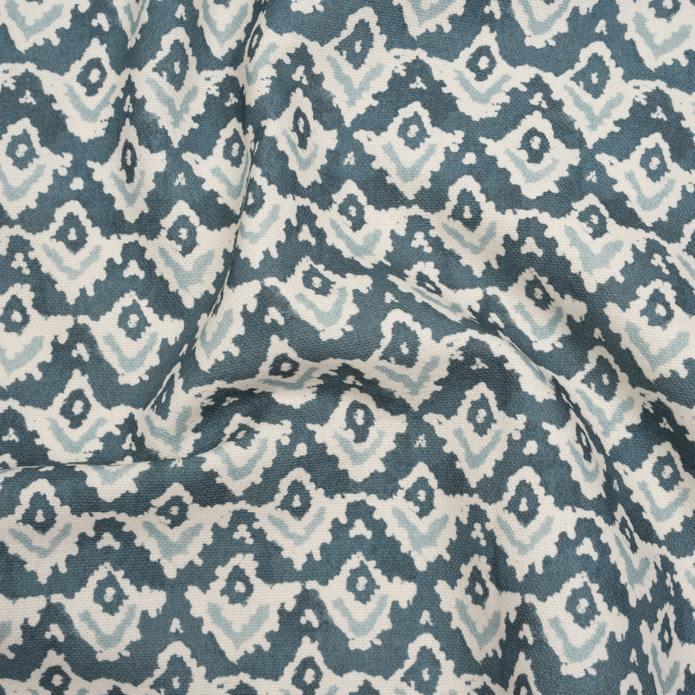 Cotton and Linen Canvas Print - Indigo Rows of Diamonds - British Imported - Joann Fabrics
