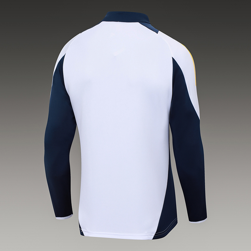 2024/2025 Real Madrid Half-Pull Training Suit White Football Shirt 1:1 Thai Quality Set