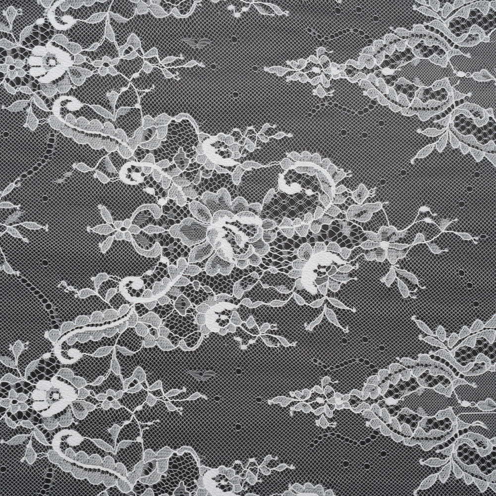 Nylon Re-Embroidered Lace - White Paisley Floral Swirl with Scalloped Borders - Joann Fabrics