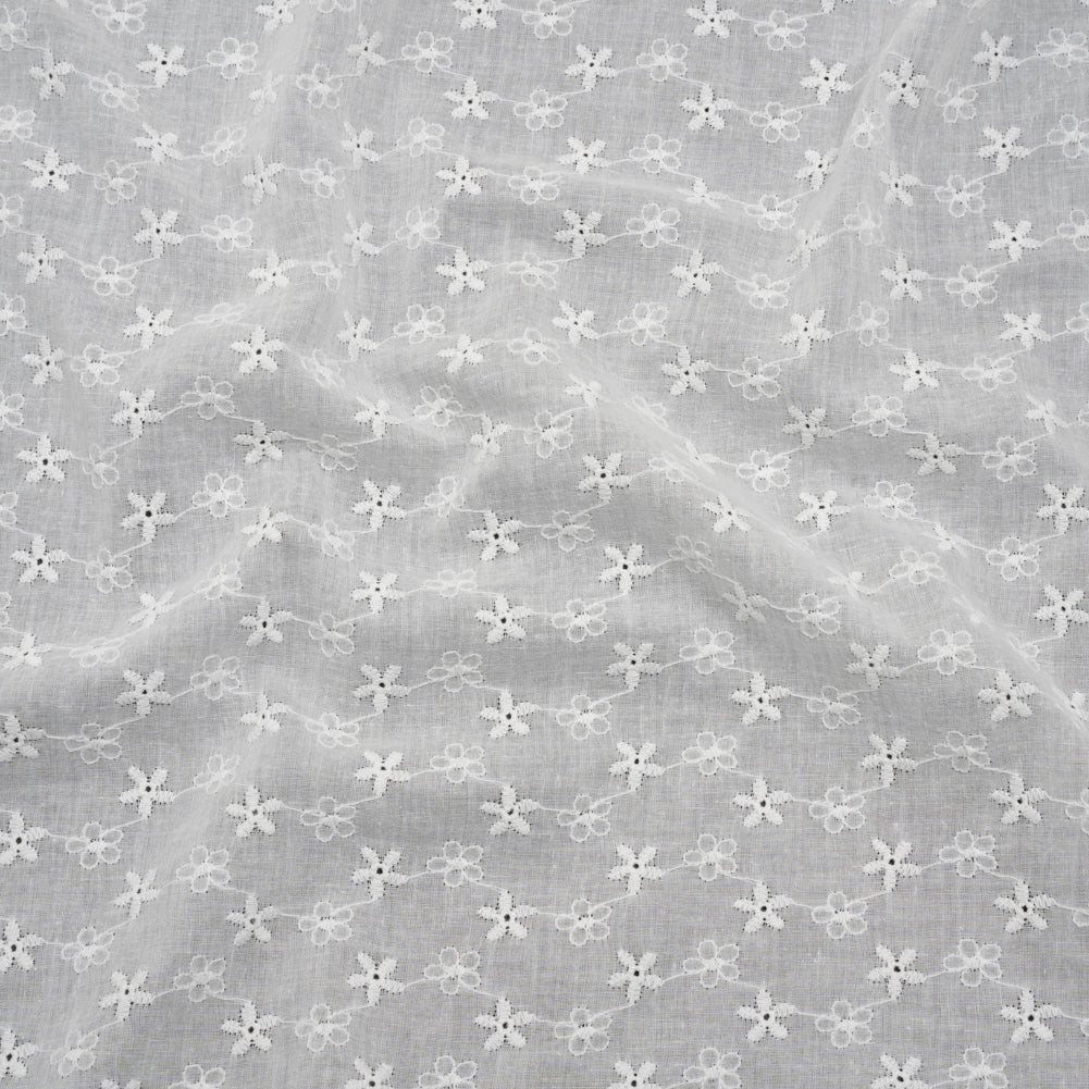 Embroidered Eyelet Cotton Voile - White Daisy Chains - Naomi Collection - Joann Fabrics