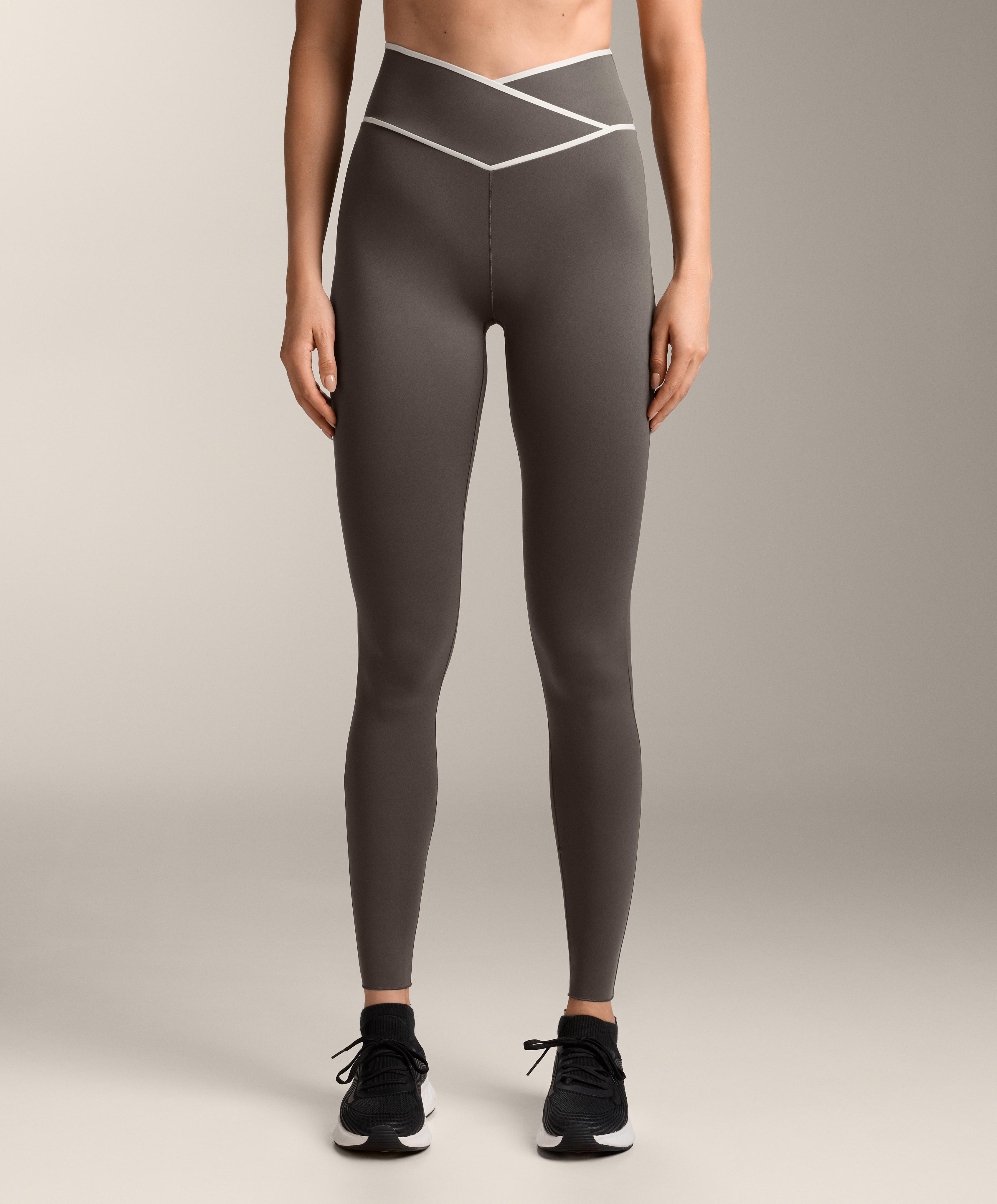 Perfect-adapt ankle-length leggings with crossover V-cut waist