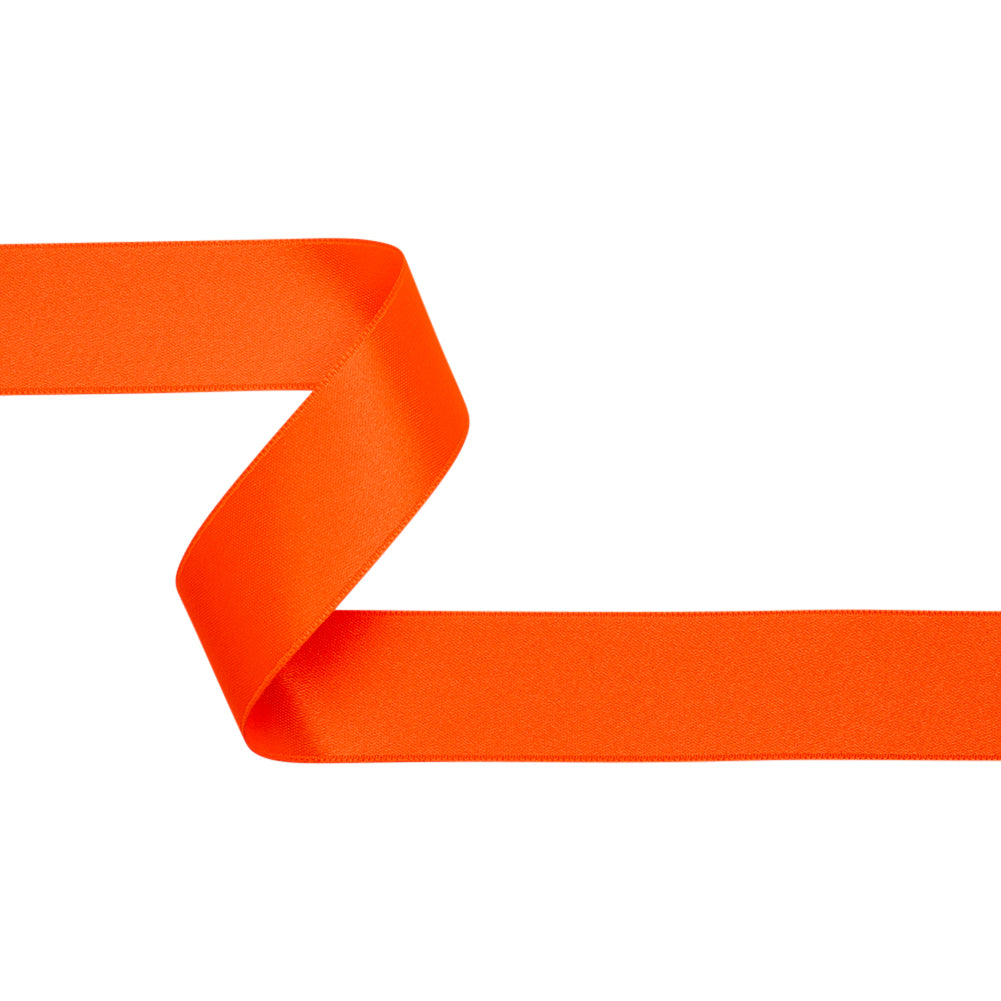 Neon Orange Double Face French Satin Ribbon - 1