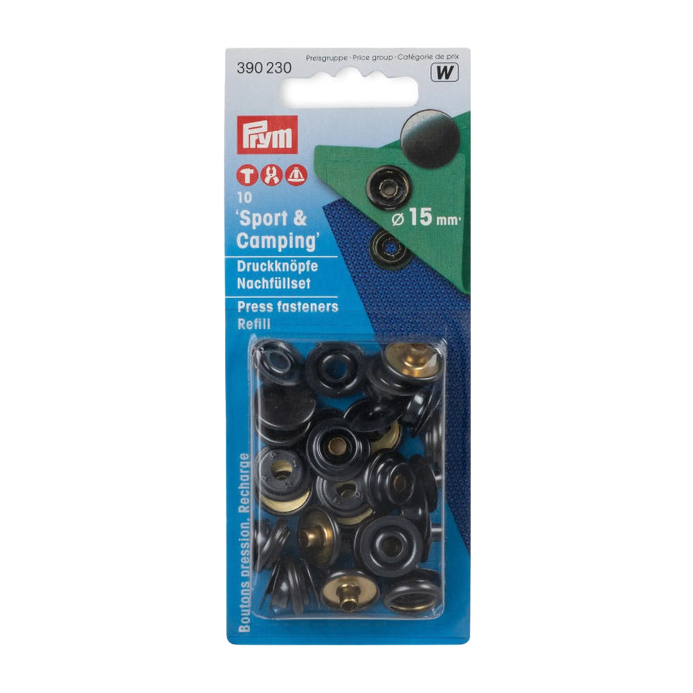 Prym Sport & Camping Press Fasteners Refill - Black 15mm - 10pc Refill - Joann Fabrics