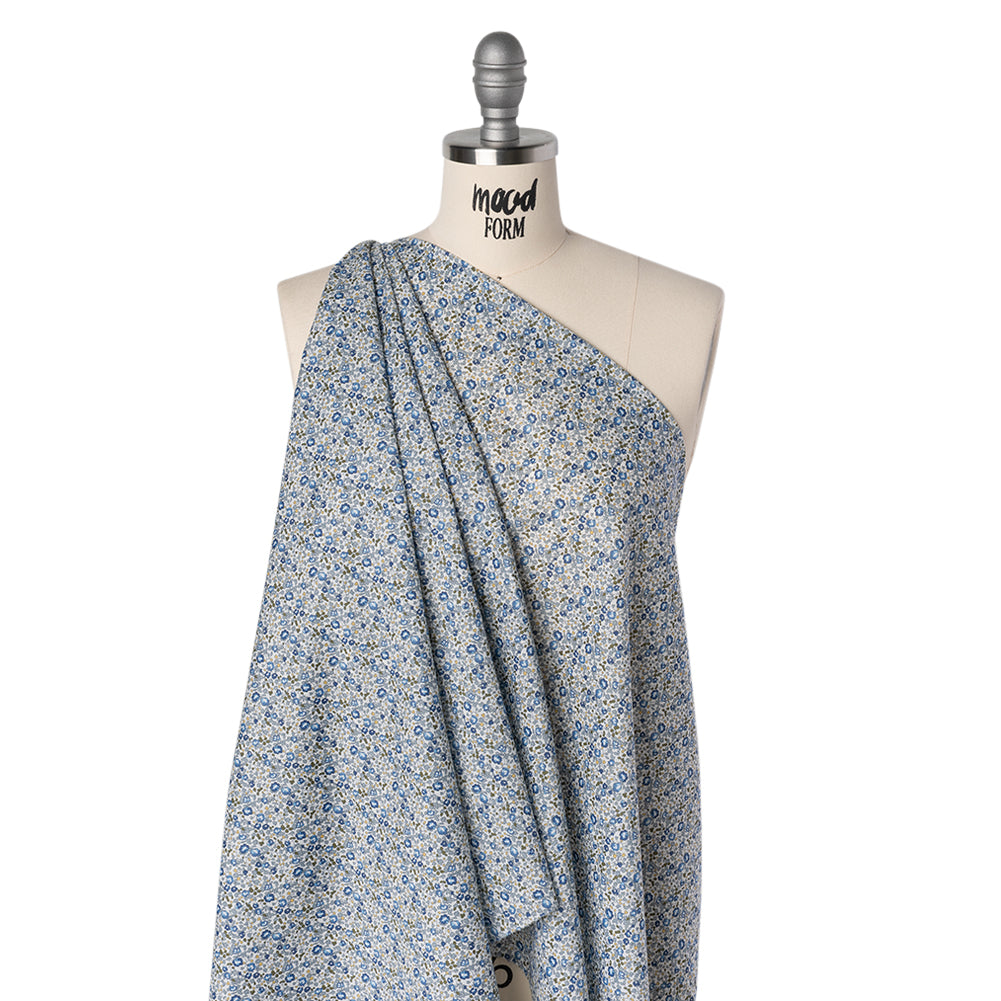 Liberty Fabrics Tana Lawn® - Michelle Eloise Blue - Blue and Olive Green Little Floral Vines - Joann Fabrics