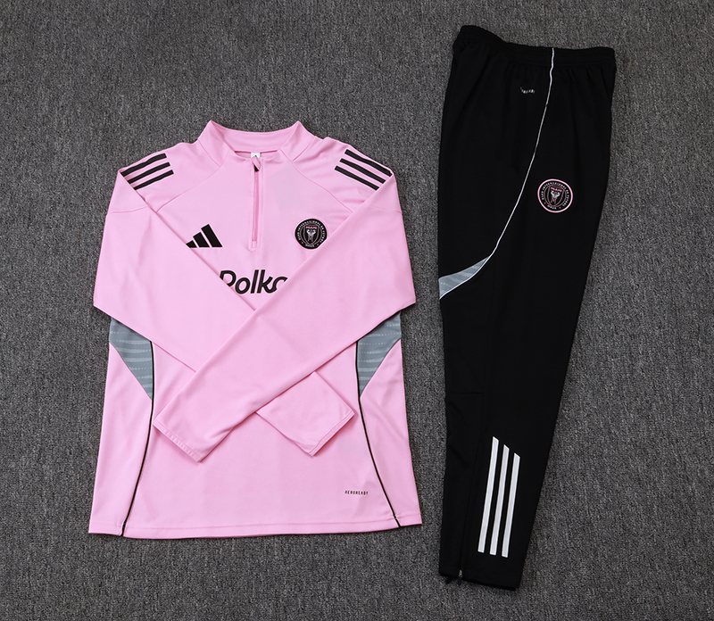 2025/2026 Inter Miami Half-Pull Training Suit Pink Football Shirt 1:1 Thai Quality Set