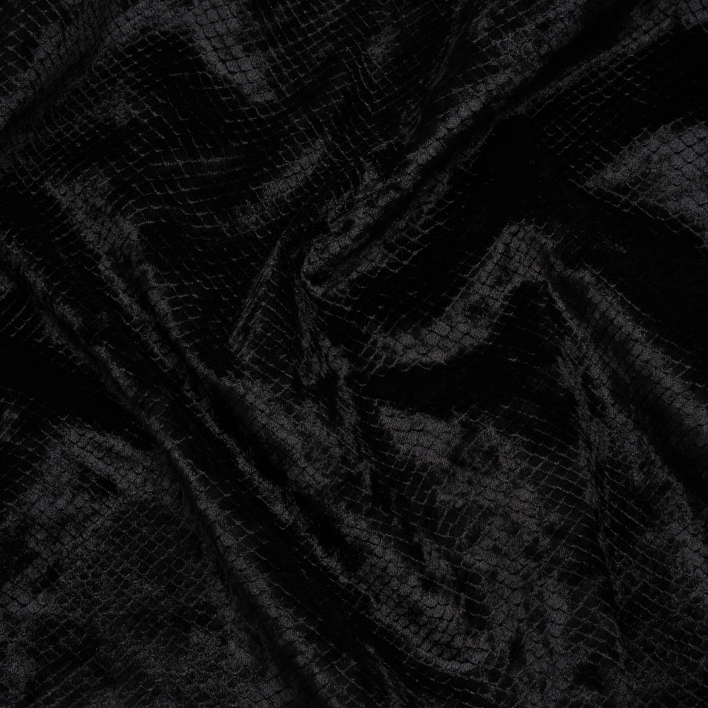 Snakeskin Embossed Polyester Crushed Velvet - Black - Mireia Collection - Joann Fabrics