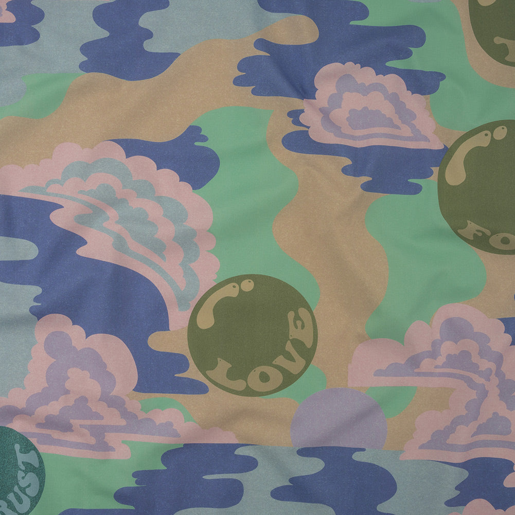 Stretch Cotton Poplin Print - Purple and Green Clouds and Bubbles - Mood Exclusive Buttoned Up - Joann Fabrics