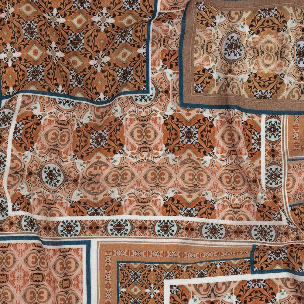 Gauzy Wrinkled Rayon Woven Print - Orange Ornate Patchwork - Mood Exclusive Arabesco - Joann Fabrics