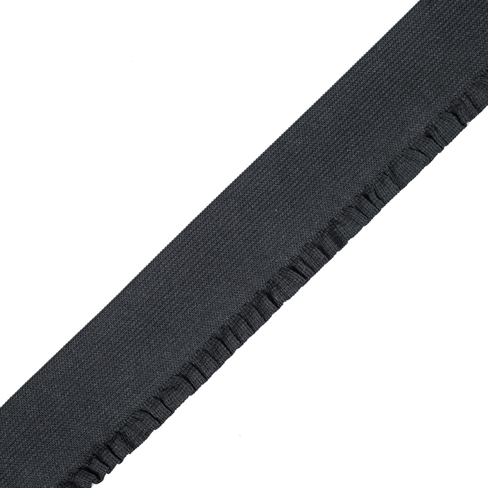 Black Elastic Trimming with Ruffled Edge - 2