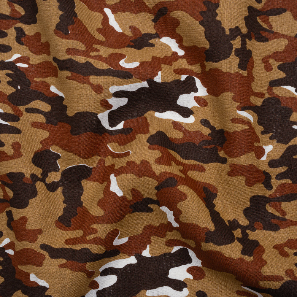 Medium Weight Linen Woven Print - Brown, Russet and Tan Camouflage - Joann Fabrics