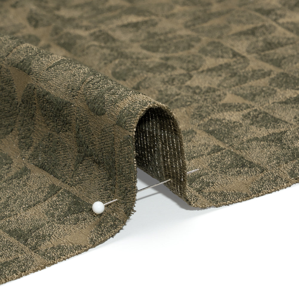Circles and Slices Recycled Polyester and Cotton Drapery Jacquard - Olive - British Imported - Joann Fabrics
