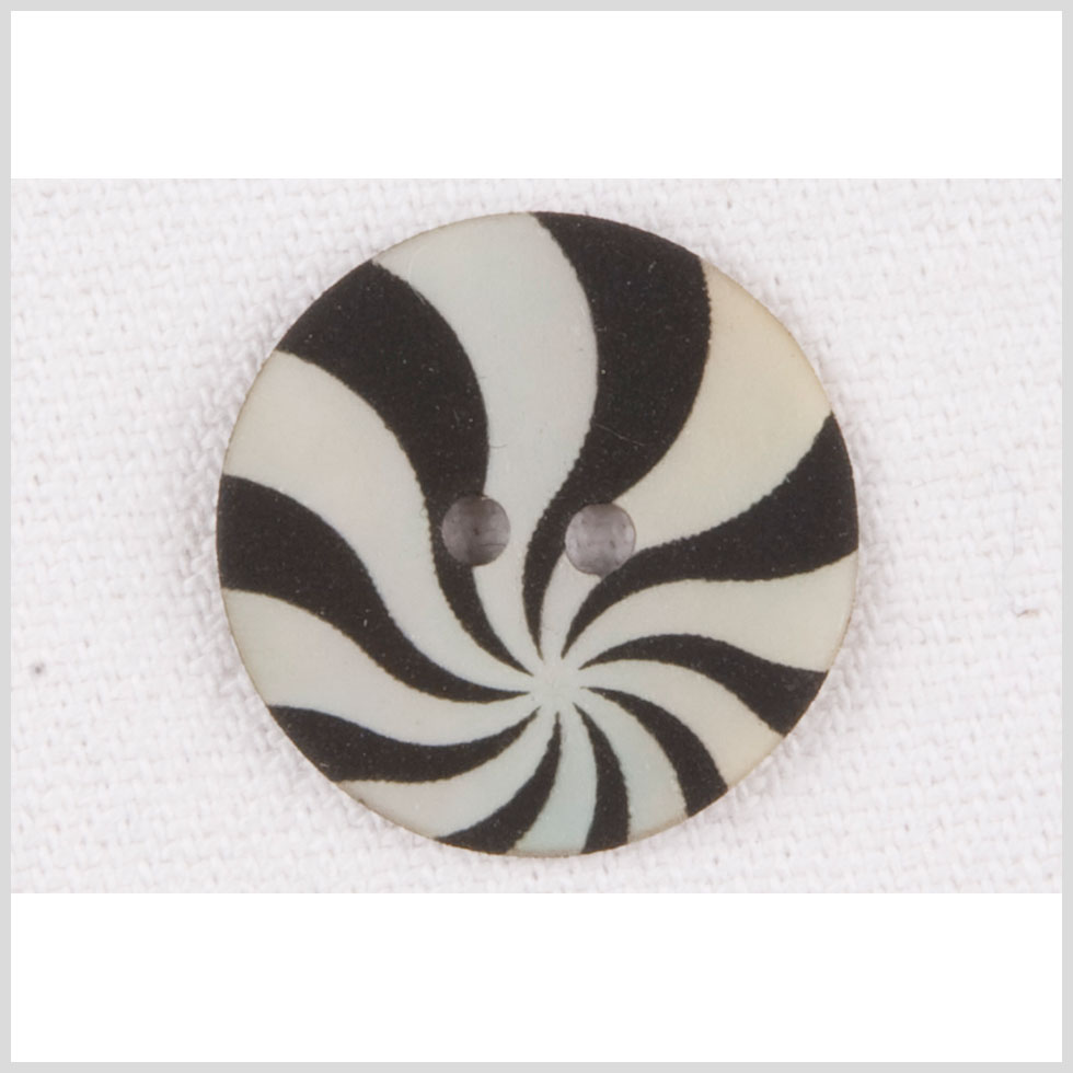 Natural Shell 2-Hole Button - 28L/18mm - Ivory and Black Radiating Swirl - Joann Fabrics