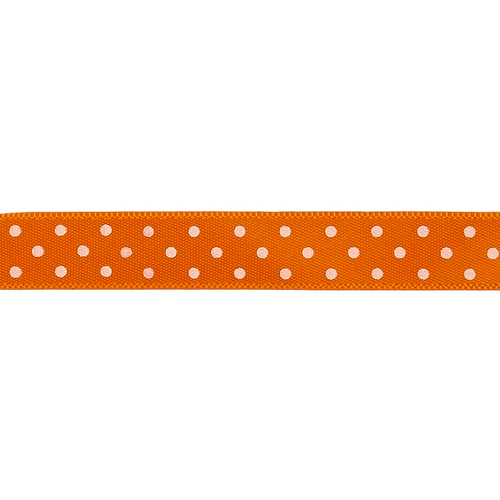 Orange and White Polka Dot Satin Ribbon - 0.375