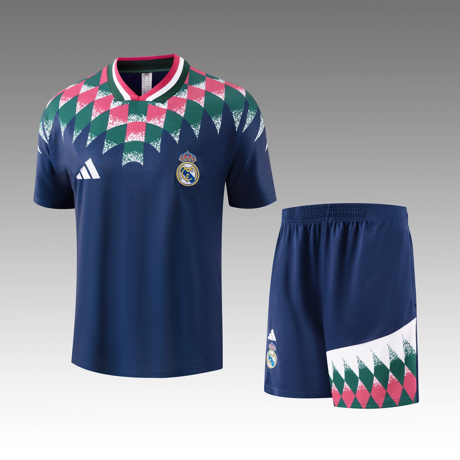 Real Madrid 26-27 Retro Style Short-Sleeve Training Set - Deep Blue Top & Deep Blue Shorts - UnitedFutballJersey