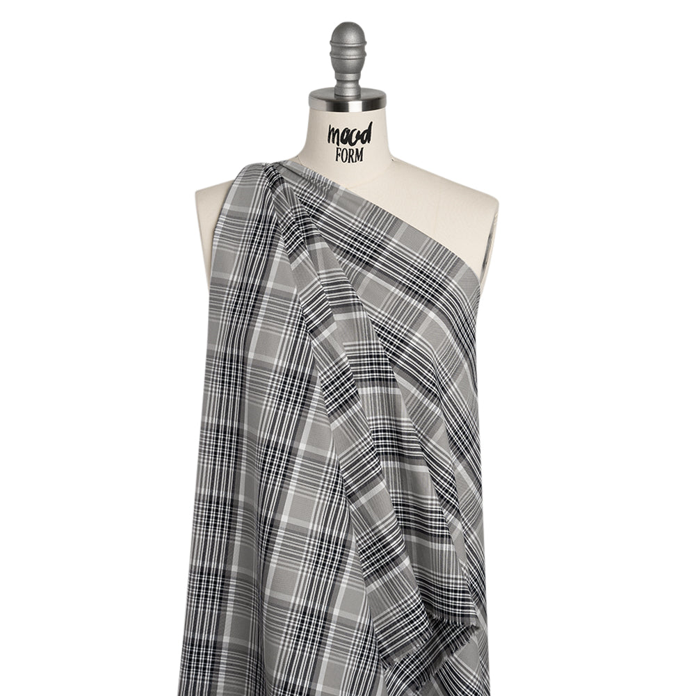 Cotton Oxford Shirting - Black, Gray and White Plaid - Deadstock - Joann Fabrics