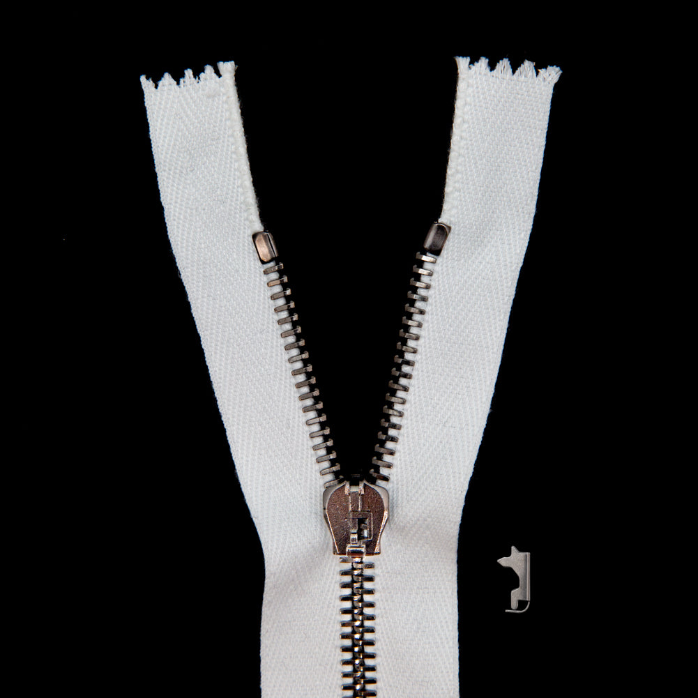 Mood Exclusive Italian Off-White and Gunmetal T5 Closed End Metal Zipper - 9