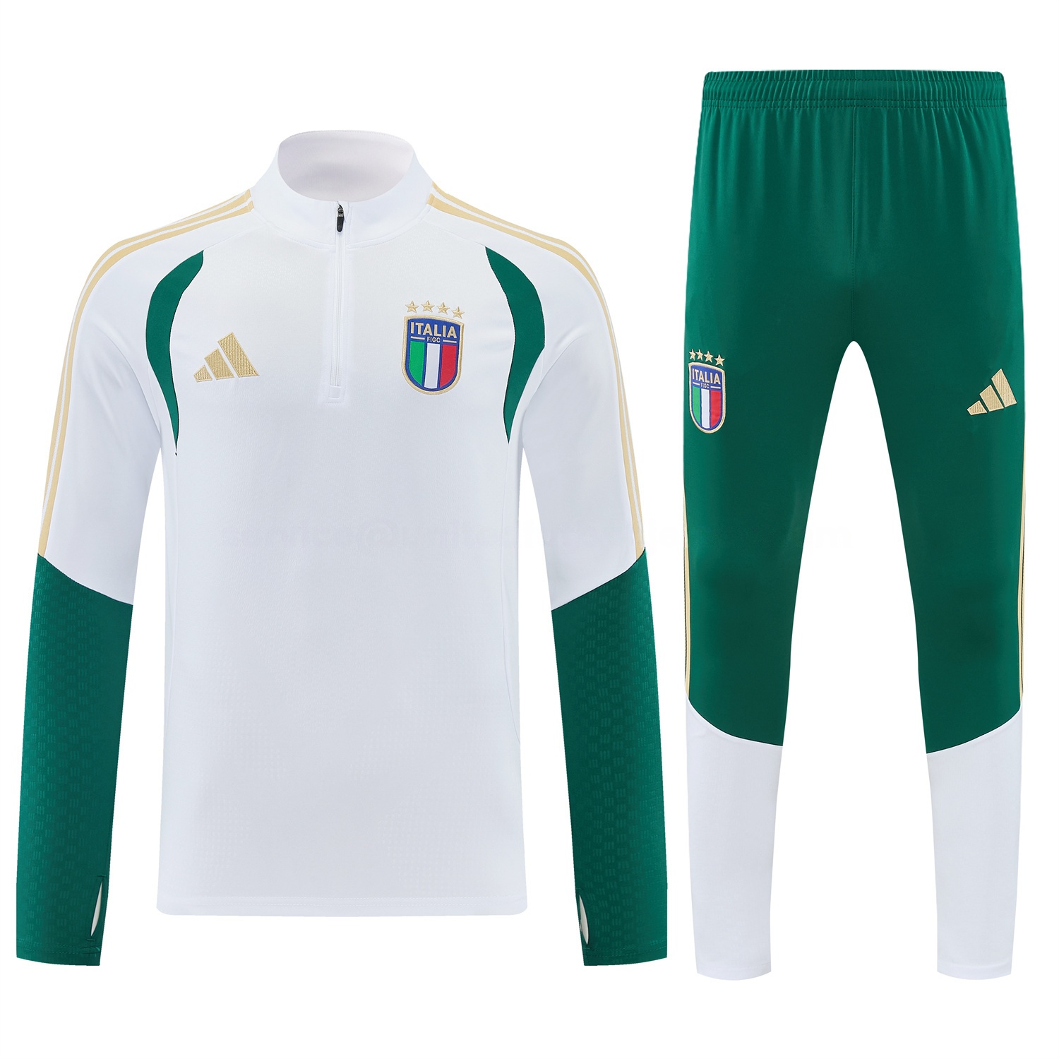 Italy 2026 Long Sleeve Training Set - White Top & Green Pants - UnitedFutballJersey