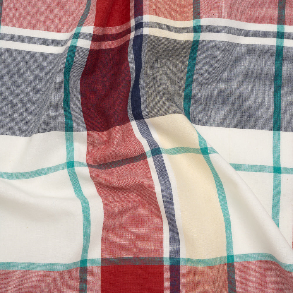 Brushed Cotton Shirting - Red, Blue and Sea Green Plaid - Deadstock - Joann Fabrics