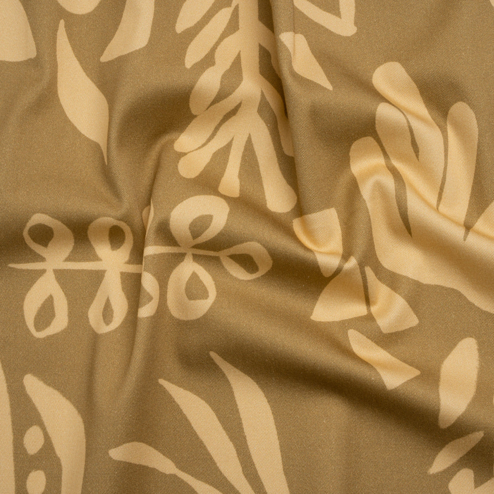Stretch Cotton Twill Print - Beige and Sage Green Floral - Mood Exclusive Drawing Delight - Joann Fabrics