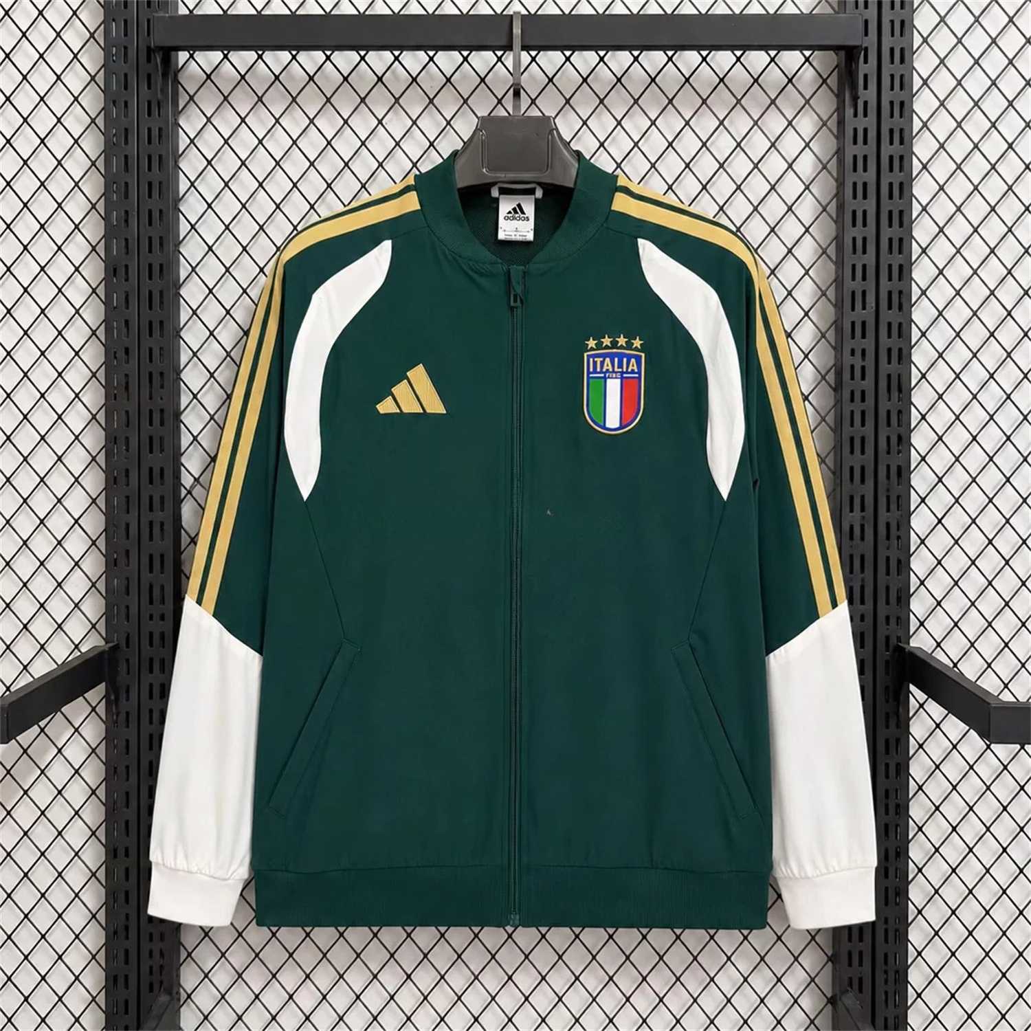 Italy 2026 Retro Style Windbreaker Jacket - Dark Green With White Sleeves - UnitedFutballJersey
