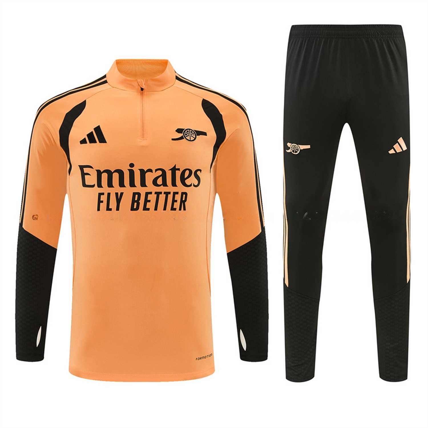 Arsenal 26-27 Long Sleeve Training Set - Orange Top & Black Pants - UnitedFutballJersey