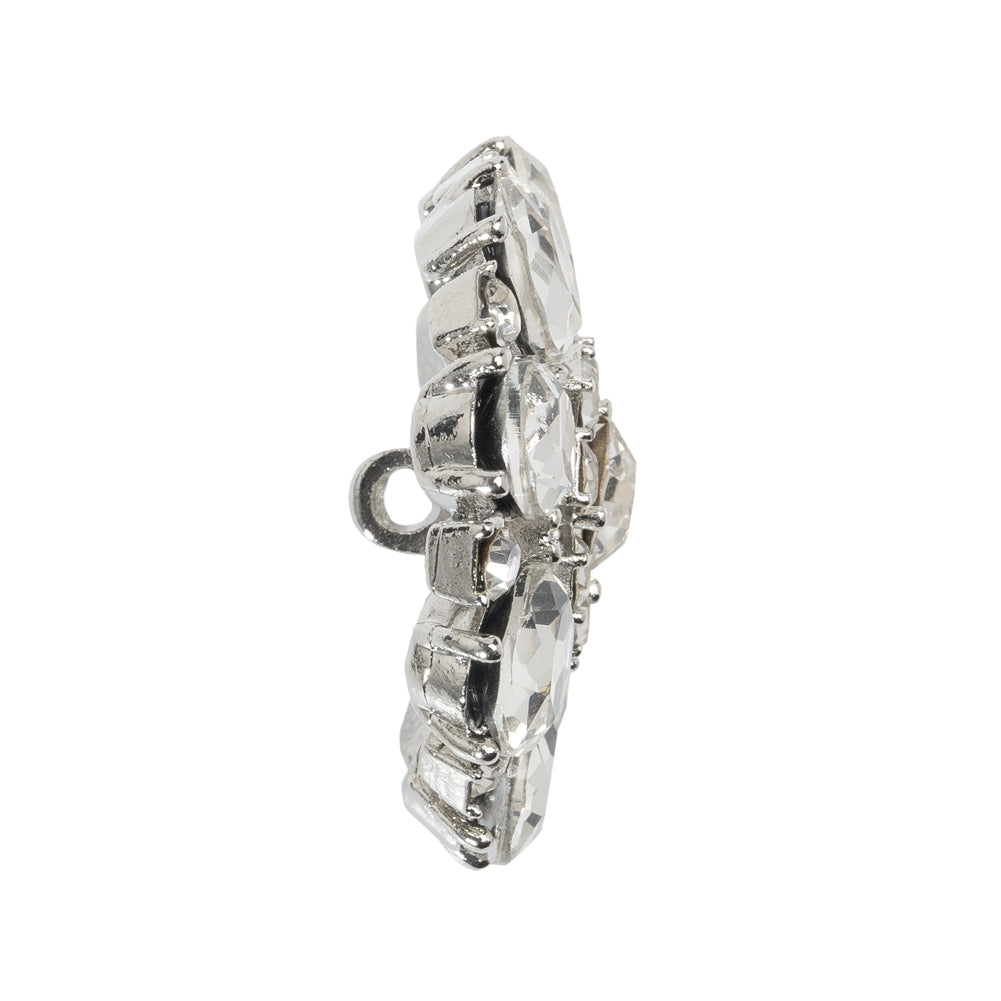 Rhinestone and Metal Shank Back Button - 44L/28mm - Crystal and Nickel-Free Silver Open Flower - Joann Fabrics