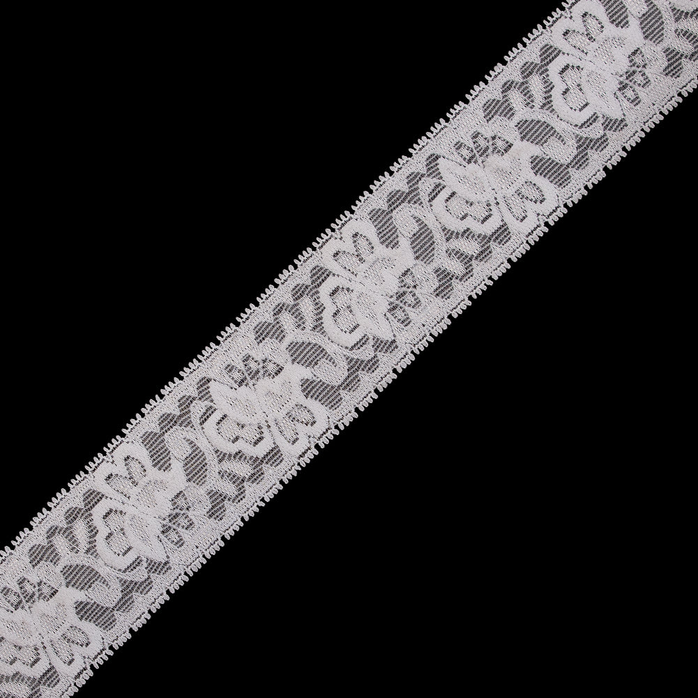 Off-White Stretch Lace Trim - 2.625