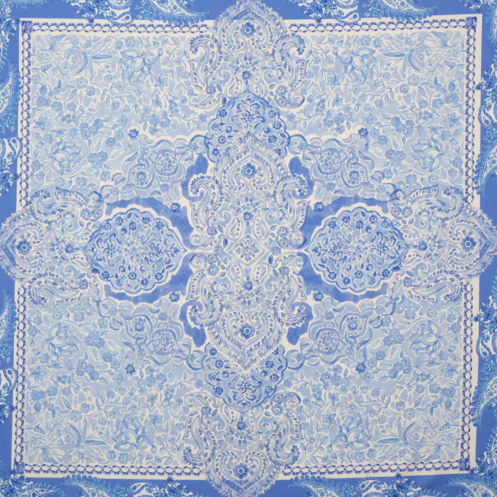 Stretch Cotton Sateen Panel - Blue Paisley Floral - Sicilian Summer Print - Mood Exclusive Chariot Collection - Joann Fabrics