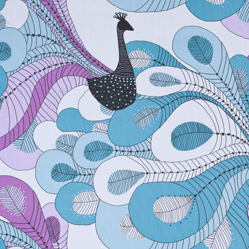 Swedish Aqua and Orchid Peacock Cotton - Joann Fabrics