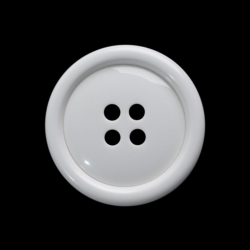 Plastic 4-Hole Button - 40L/25.5mm - White Rolled Rim Low Convex - Joann Fabrics