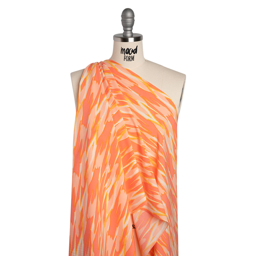 Stretch Nylon Crepe Print - Mango Orange and Peach Pink Abstract - Deadstock - Joann Fabrics