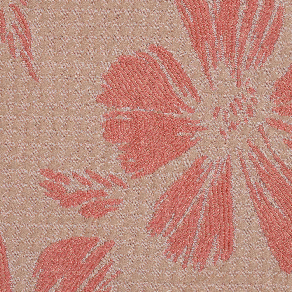 Beige and Light Orange Stretch Floral Houndstooth Brocade - Joann Fabrics