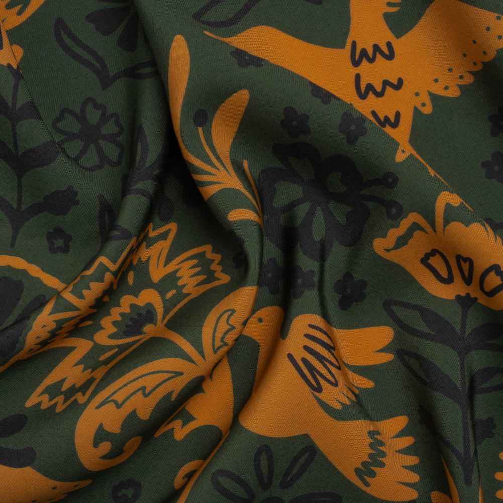 Mood Exclusive Green Feathered Folklore Sustainable Viscose and Polyester Twill - Joann Fabrics