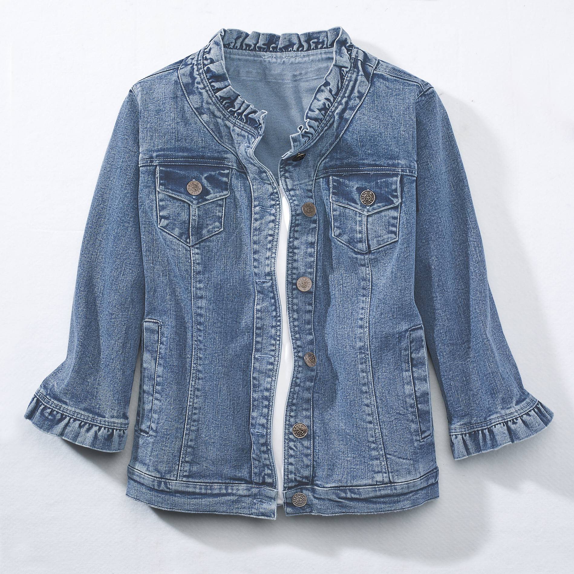 Ruffle Trimmed Denim Jacket - Northstyle Catalog