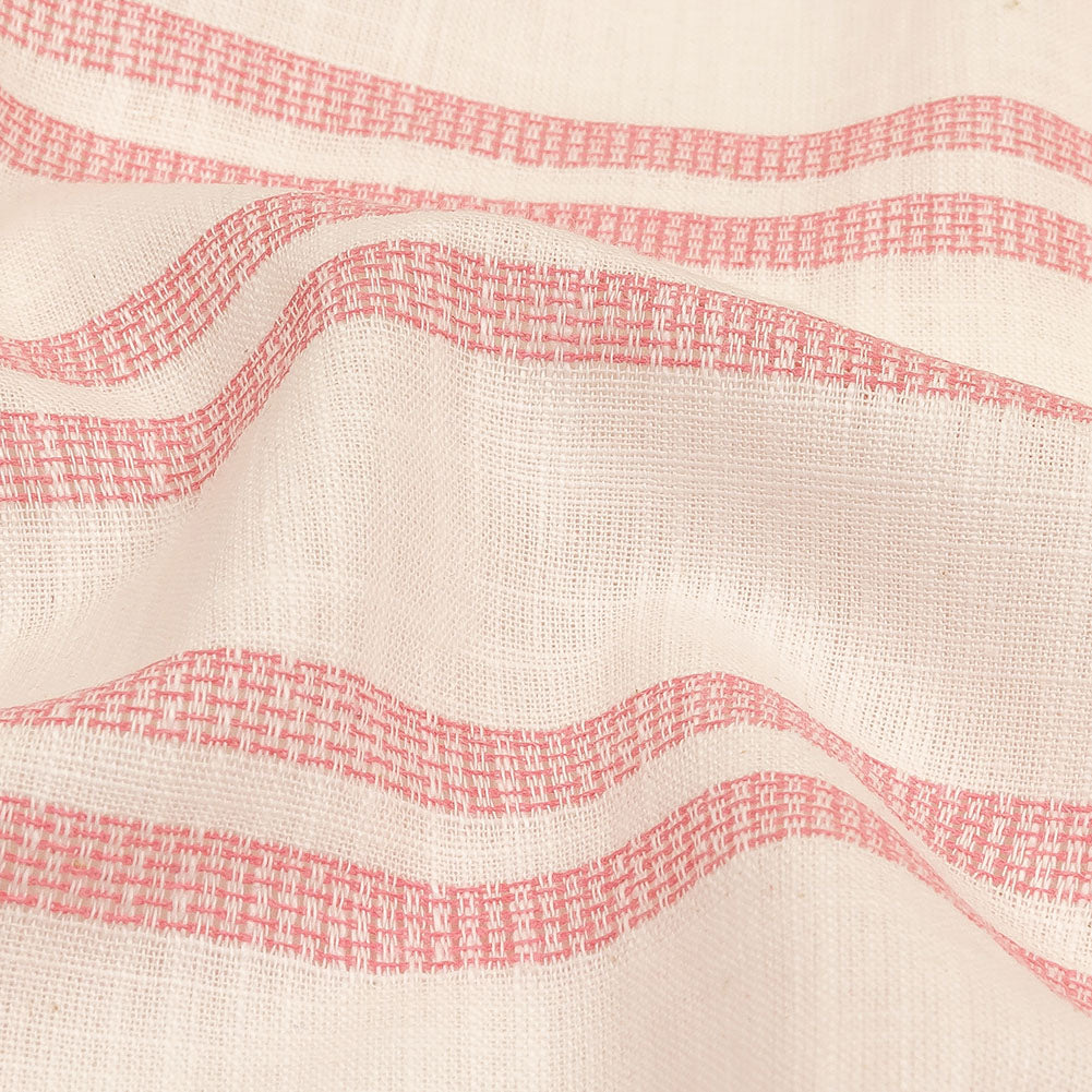 Pink and White Textural Stripes Slubbed Cotton Woven - Joann Fabrics