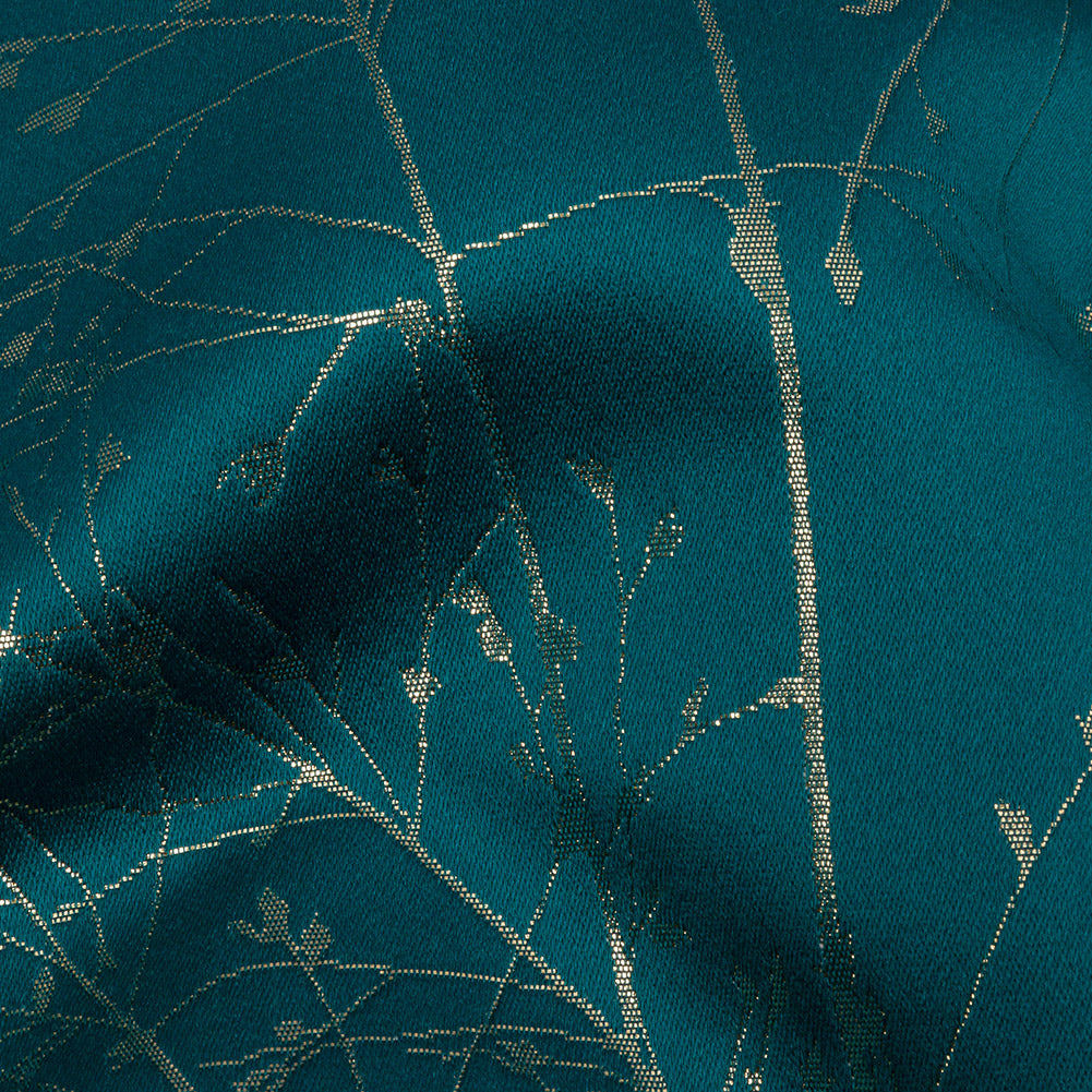 Metallic Satin-Faced Drapery Jacquard - Peacock Delicate Grasses - British Imported - Joann Fabrics