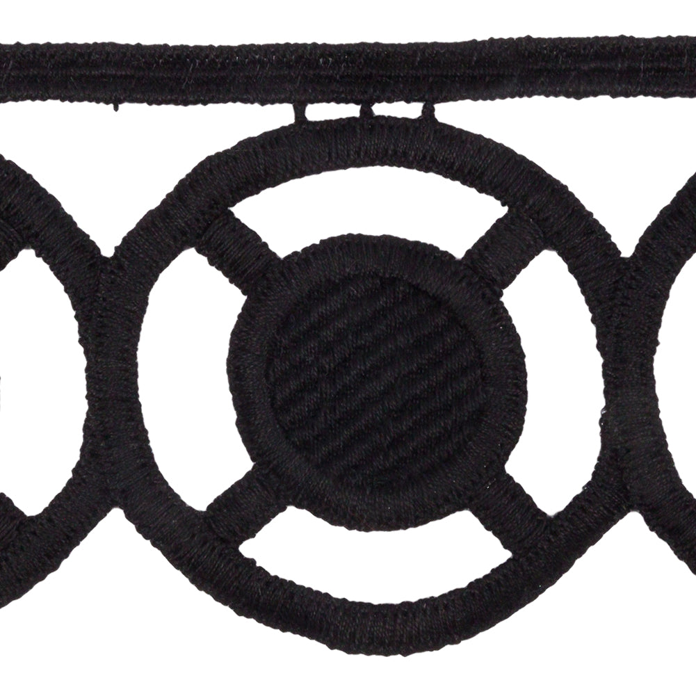 Black Big Circles Venise Lace Trim - 2.5