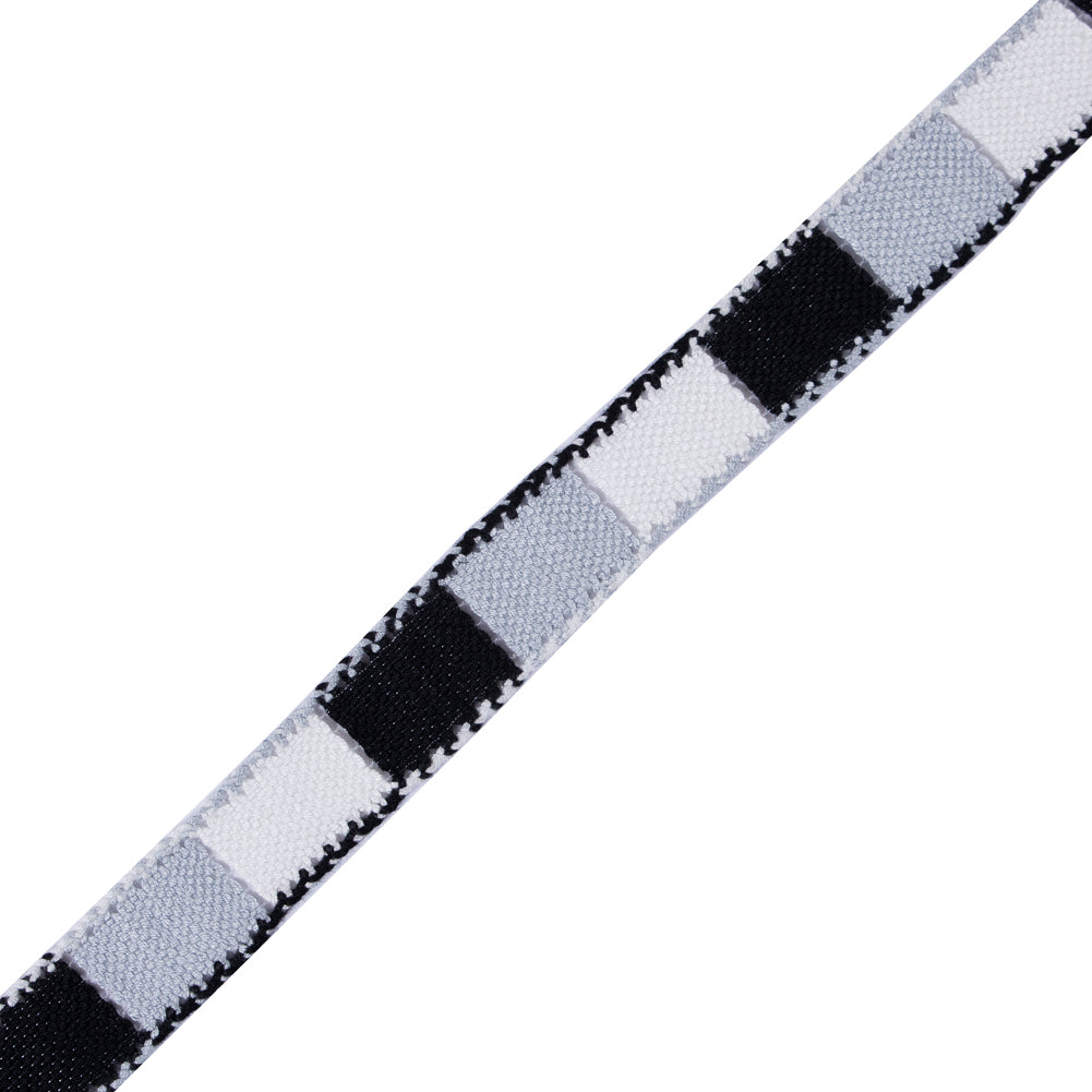 Black, Grey and White 3-Tone Crochet Trim - 1.25