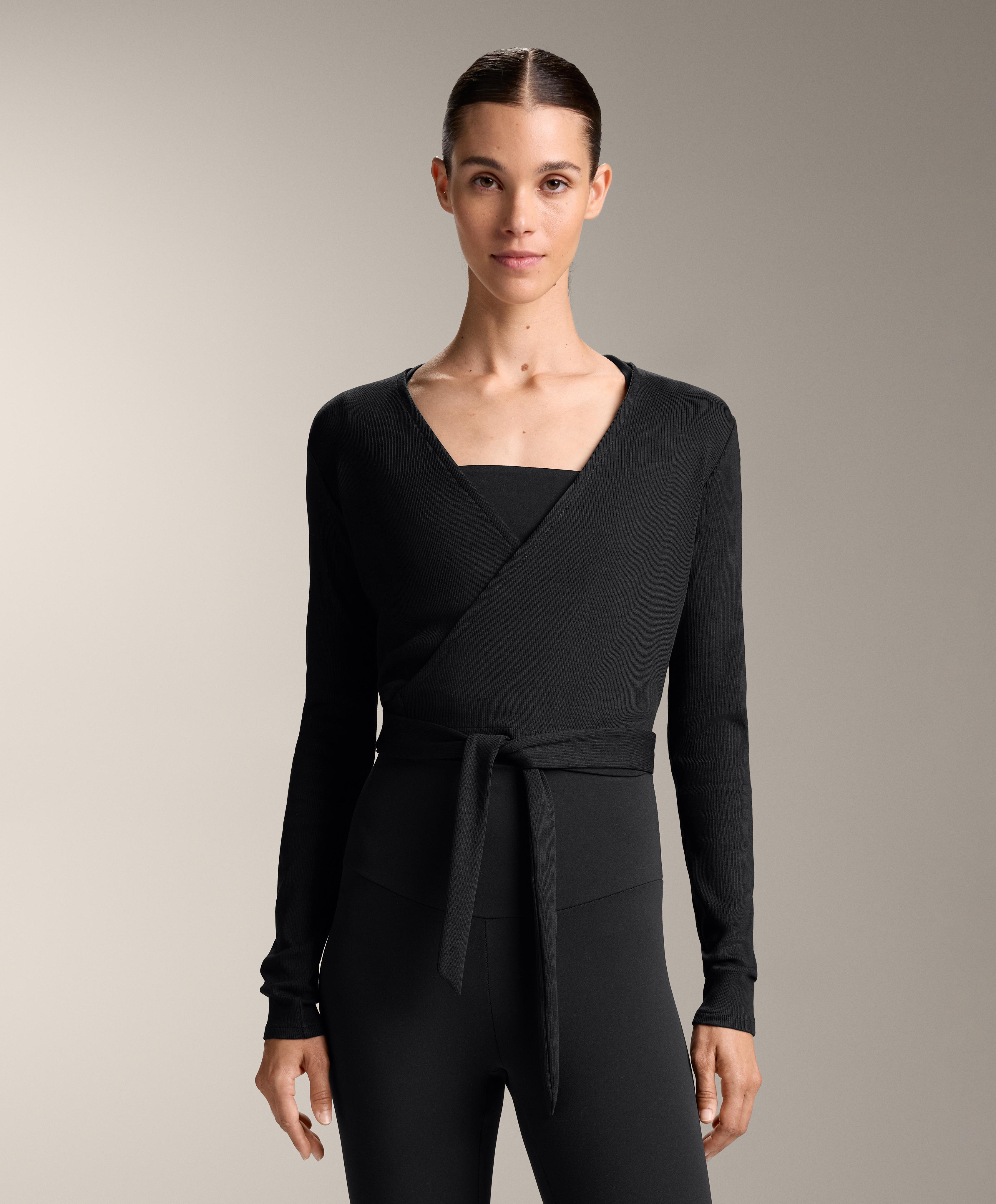 Wrap Over Rib Cotton Blend T-Shirt