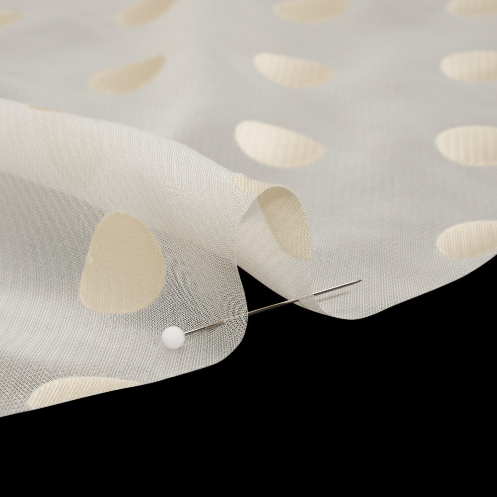 Famous Australian Designer Cream Burnout Satin Polka Dot Polyester and Viscose Chiffon - Joann Fabrics