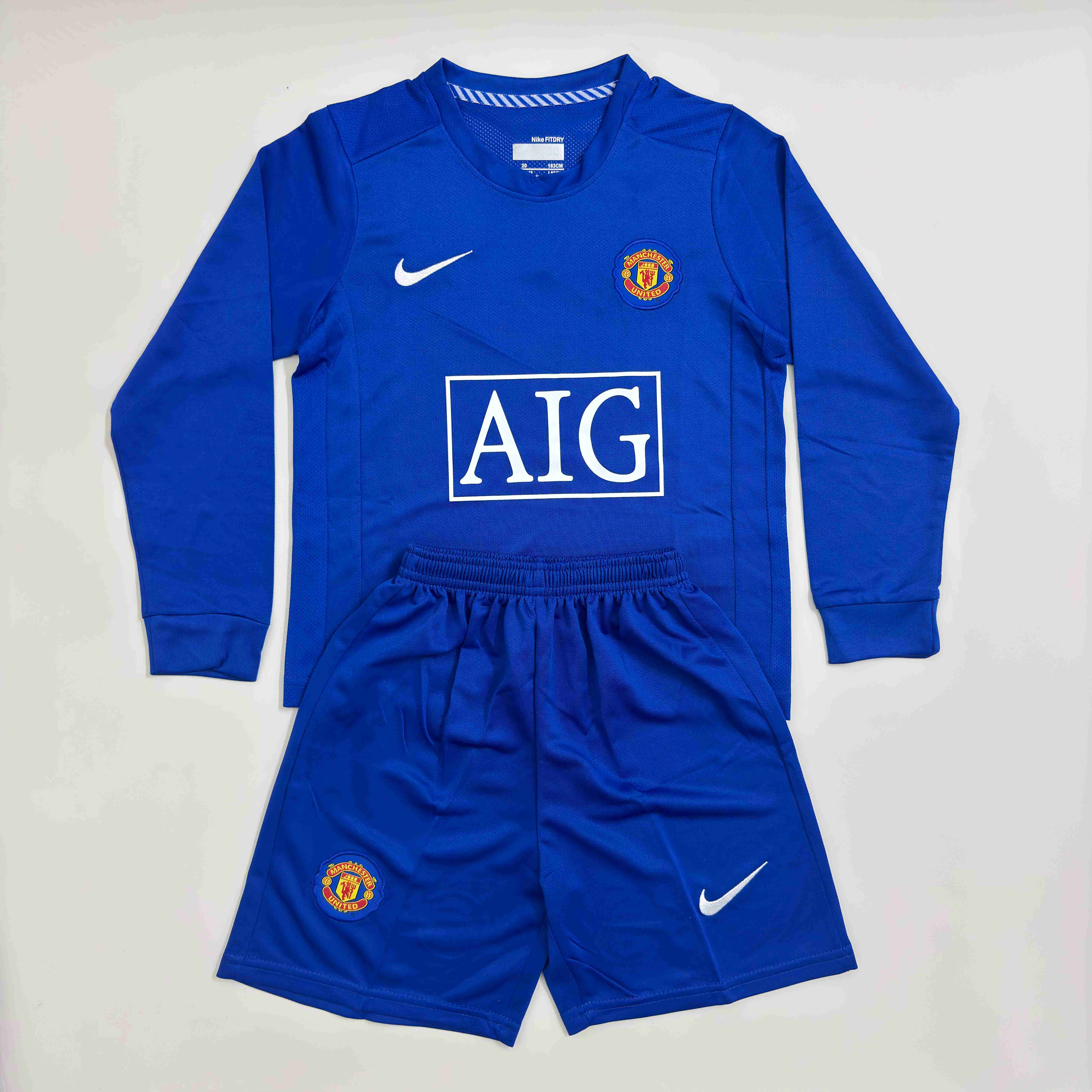 2008/2009 Retro Long Sleeve Manchester United Third Away Football Shirt 1:1 Thai Quality Kids Size