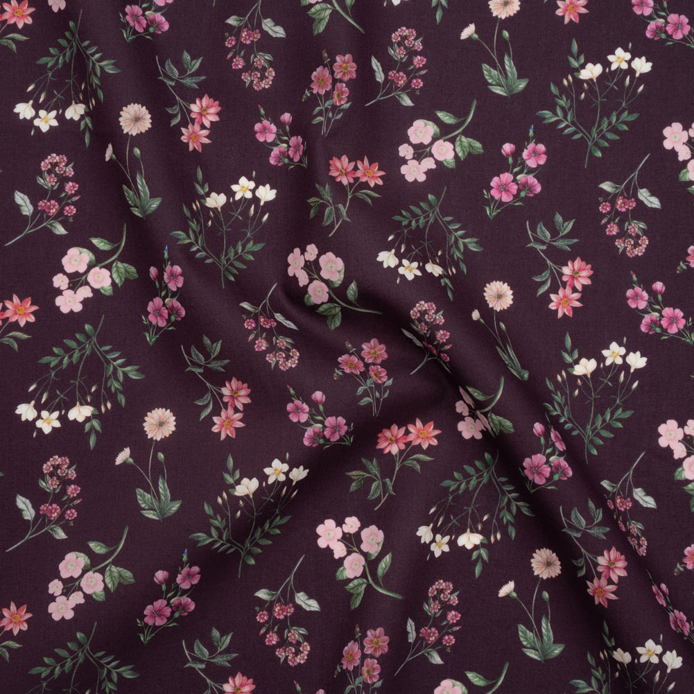 Liberty Fabrics Tana Lawn® - Annie Purple - Royal Purple, Pink and Green Scattered Wildflowers - Joann Fabrics