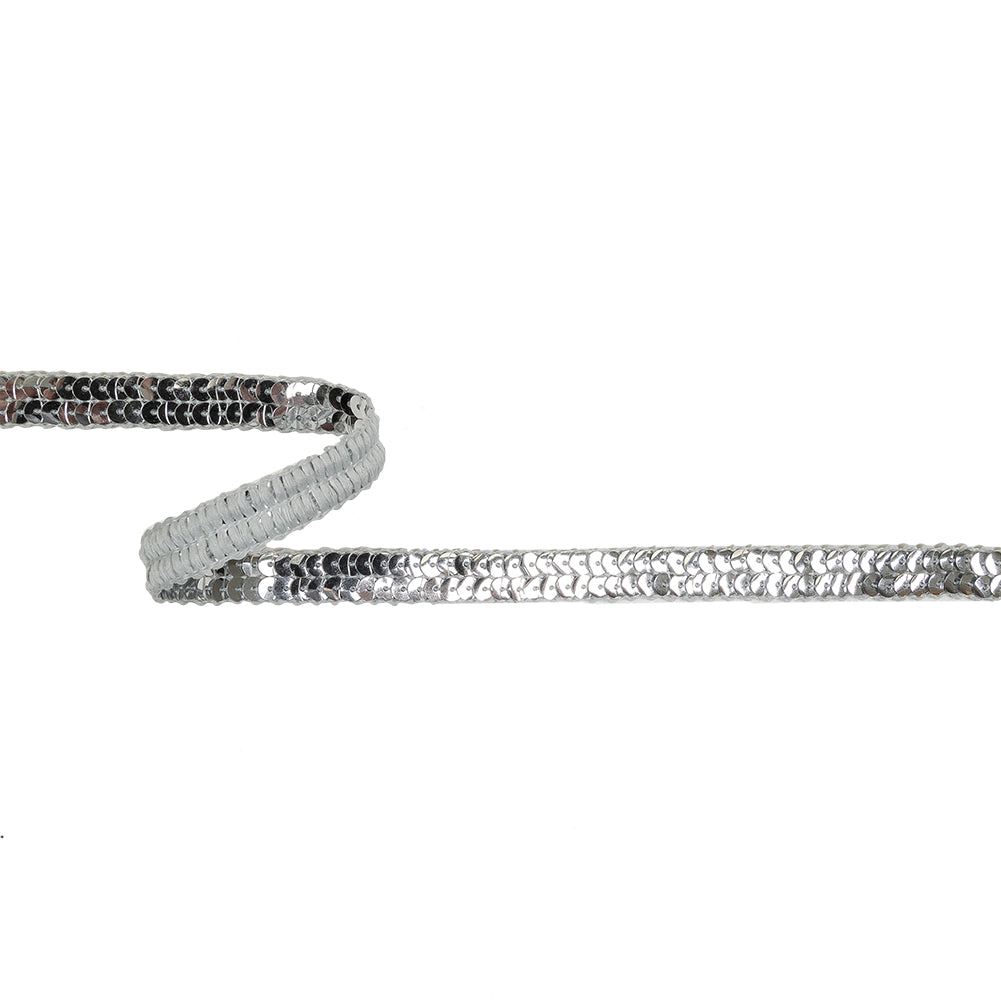 Metallic Silver Two Row Sequins Trim - 0.5